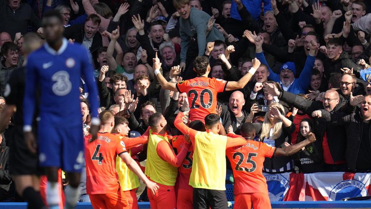 Brighton & Hove Albion menang 2-1 di kandang Chelsea (AP/Kirsty Wigglesworth)
