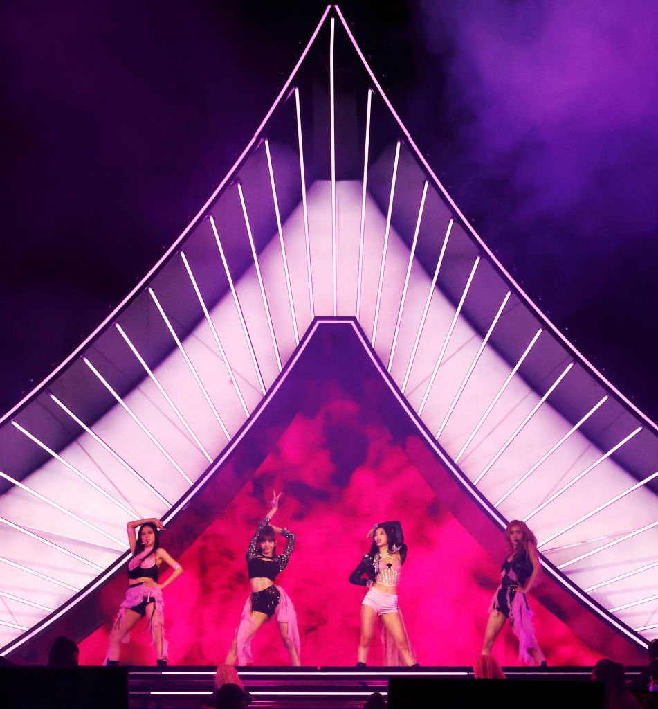 INDIO, CALIFORNIA - APRIL 15: (L-R) Jisoo, Rosé, Lisa, and Jennie of BLACKPINK perform at the Coachella Stage during the 2023 Coachella Valley Music and Arts Festival on April 15, 2023 in Indio, California. (Photo by Frazer Harrison/Getty Images for Coachella)
