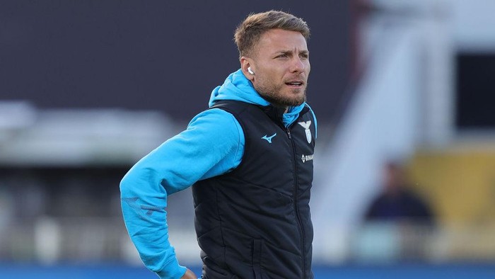 LA SPEZIA, ITALY - APRIL 14: Ciro Immobile SS Lazio looks on during the Serie A match between Spezia Calcio and SS Lazio at Stadio Alberto Picco on April 14, 2023 in La Spezia, Italy.  (Photo by Gabriele Maltinti/Getty Images)