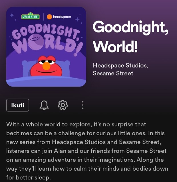 Podcast Goodnight World/Foto: Spotify.com Rekomendasi podcast pengantar tidur