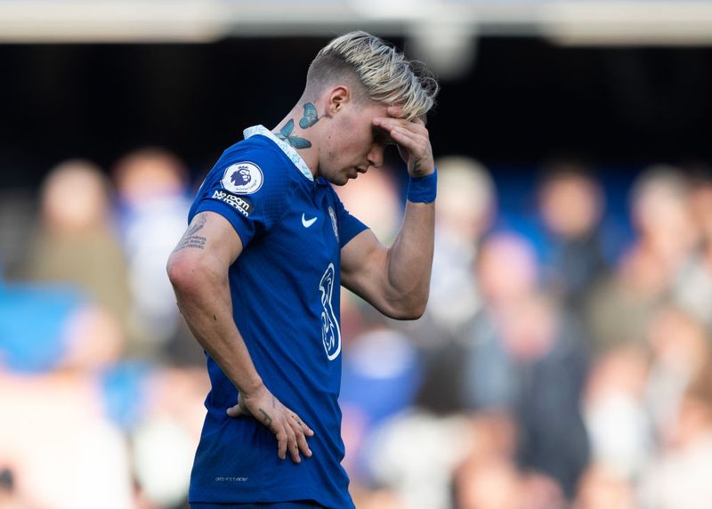LONDON, ENGLAND - APRIL 15: Mykhailo Mudryk of Chelsea during the Premier League match between Chelsea FC and Brighton & Hove Albion at Stamford Bridge on April 15, 2023 in London, England. (Photo by Visionhaus/Getty Images)
