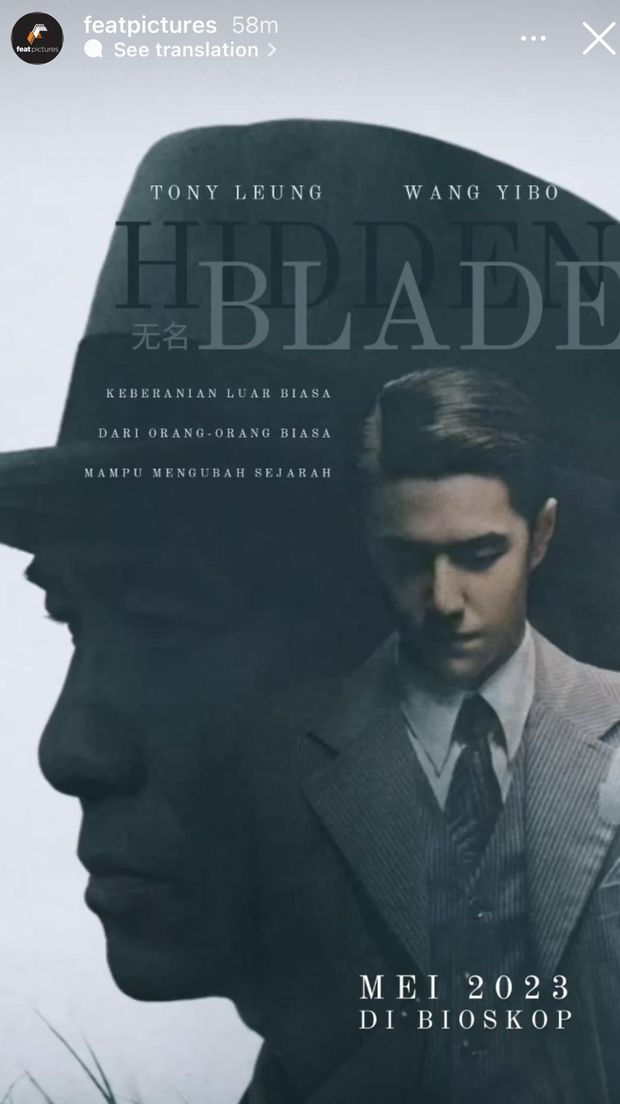 Distributor Feat Pictures mengumumkan jadwal penayangan Hidden Blade di Indonesia Mei 2023. (Tangkapan layar Instagram @featpictures)