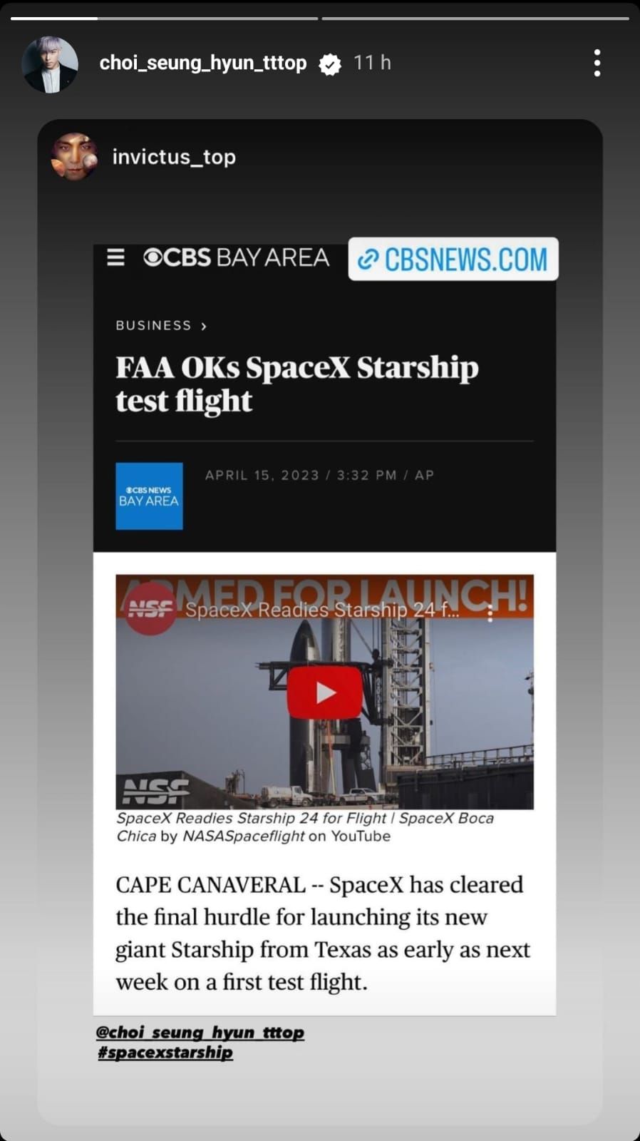 T.O.P BIGBANG bakal terbang ke Bulan bersama SpaceX hari ini