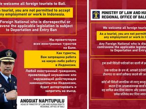 Baliho Kemenhumkan dalam 3 Bahasa Rusia-India, Paling Dominan di Bali Baliho Kemenhumkan dalam 3 Bahasa Rusia-India, Paling Dominan di Bali