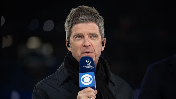 MANCHESTER, ENGLAND - MARCH 14: Musician Noel Gallagher is a guest on the Paramount TV channel before the UEFA Champions League round of 16 leg two match between Manchester City and RB Leipzig at Etihad Stadium on March 14, 2023 in Manchester, United Kingdom. (Photo by Visionhaus/Getty Images)