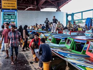 Potret Mudik Jalur Sungai di Palembang