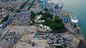 Penampakan dari Udara Arus Mudik di Pelabuhan Merak