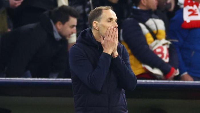 MUNICH, GERMANY - APRIL 19:   Bayern Munich Manager Thomas Tuchel reacts during the UEFA Champions League Quarterfinal second leg match between FC Bayern Munich and Manchester City at Allianz Arena on April 19, 2023 in Munich, Germany. (Photo by Chris Brunskill/Fantasista/Getty Images)