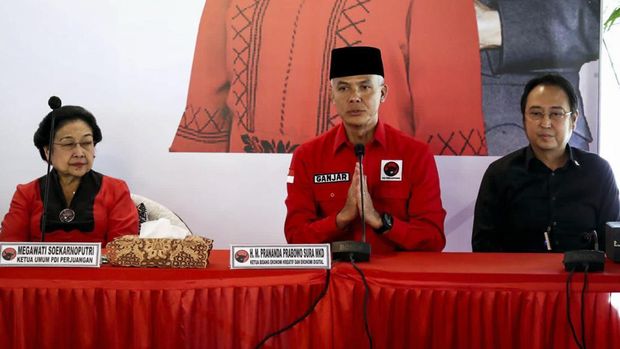 Ketua Umum PDIP Megawati Soekarnoputri resmi mengumumkan nama Ganjar Pranowo yang akan diusung sebagai calon presiden di Pilpres 2024 (Arsip PDIP)