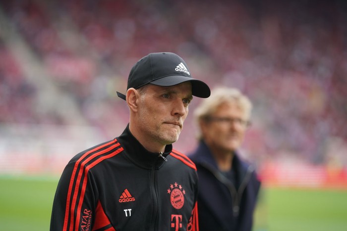 22 April 2023, Rhineland-Palatinate, Mainz: Soccer: Bundesliga, FSV Mainz 05 - Bayern Munich, Matchday 29, Mewa Arena. Bayern Munich coach Thomas Tuchel before the match. Photo: Thomas Frey/dpa - IMPORTANT NOTE: In accordance with the requirements of the DFL Deutsche Fußball Liga and the DFB Deutscher Fußball-Bund, it is prohibited to use or have used photographs taken in the stadium and/or of the match in the form of sequence pictures and/or video-like photo series. (Photo by Thomas Frey/picture alliance via Getty Images)