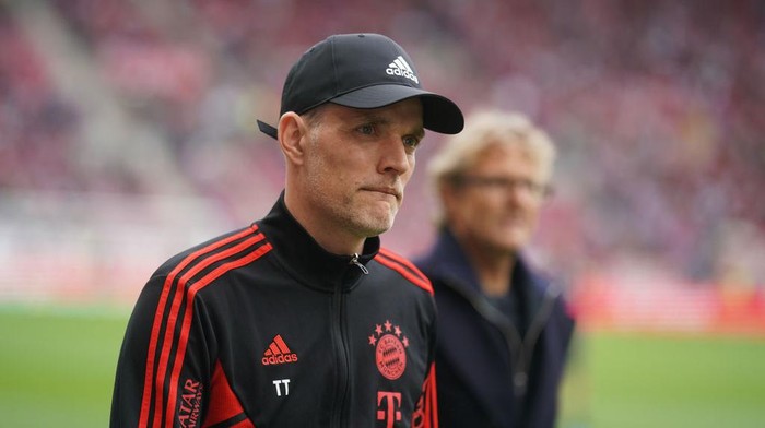 22 April 2023, Rhineland-Palatinate, Mainz: Soccer: Bundesliga, FSV Mainz 05 - Bayern Munich, Matchday 29, Mewa Arena. Bayern Munich coach Thomas Tuchel before the match. Photo: Thomas Frey/dpa - IMPORTANT NOTE: In accordance with the requirements of the DFL Deutsche Fußball Liga and the DFB Deutscher Fußball-Bund, it is prohibited to use or have used photographs taken in the stadium and/or of the match in the form of sequence pictures and/or video-like photo series. (Photo by Thomas Frey/picture alliance via Getty Images)