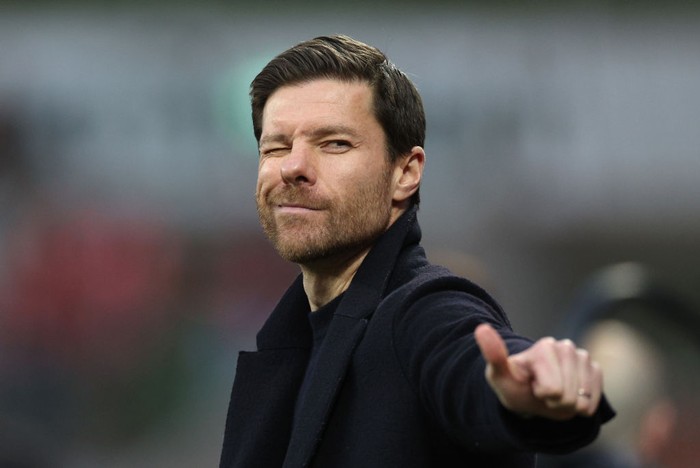 Xabi Alonso LEVERKUSEN, GERMANY - MARCH 19: Xabi Alonso, Head Coach of Bayer 04 Leverkusen, reacts during the Bundesliga match between Bayer 04 Leverkusen and FC Bayern MΓΌnchen at BayArena on March 19, 2023 in Leverkusen, Germany. (Photo by Dean Mouhtaropoulos/Getty Images)