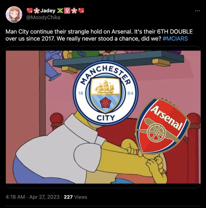 Meme Arsenal usai kalah telak dari Manchester City