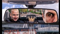 Meme betapa Pep Guardiola sudah sedemikian membayangi Mikel Arteta dalam perburuan gelar juara Liga Inggris. Foto: Internet/Twitter