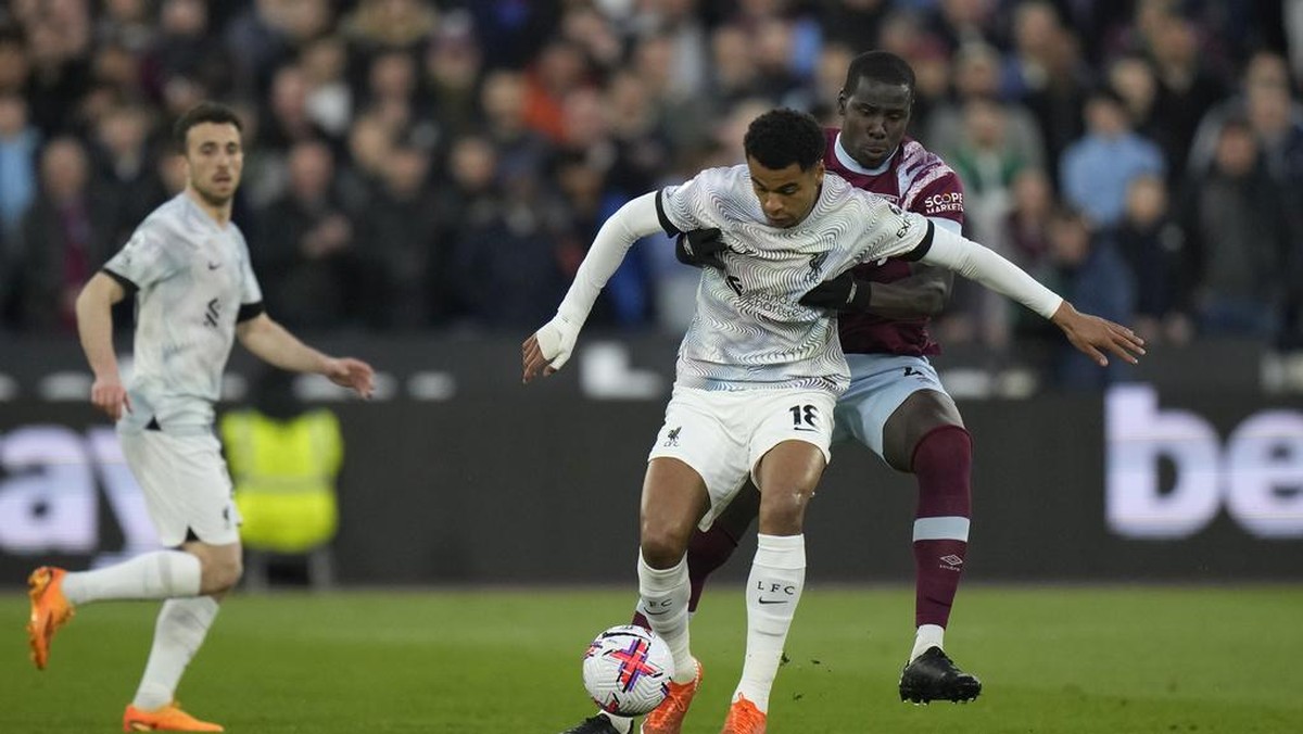 West Ham vs Liverpool 1-1 di babak pertama (AP/Alastair Grant)