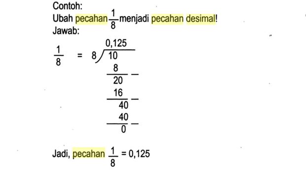 Cara Mengubah Pecahan Biasa ke Desimal dan Contohnya