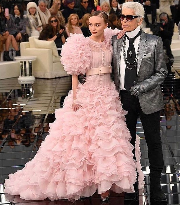 Chanel blush pink wedding dress/