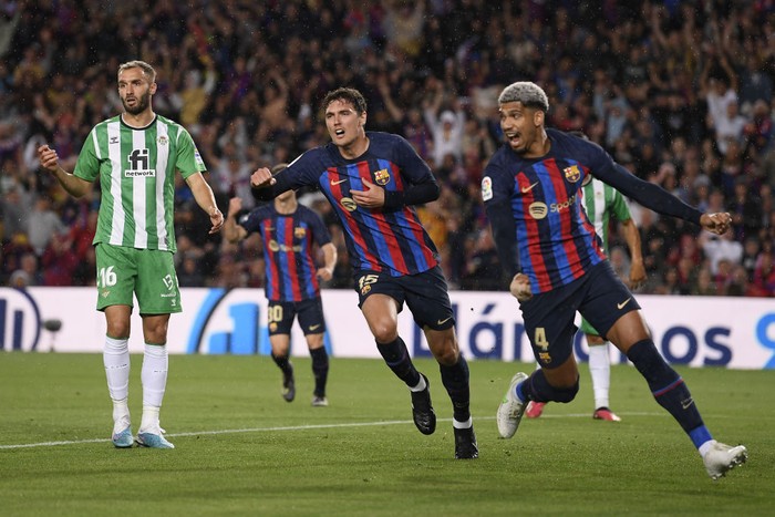 1252353574 BARCELONA, SPAIN - APRIL 29: Barcelona's Danish defender Andreas Christensen celebrates his goal during the Spanish La liga football match between FC Barcelona vs Betis CF at at the Camp Nou stadium in Barcelona on April 29, 2023. (Photo by Adria Puig/Anadolu Agency via Getty Images)