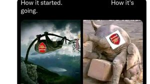 Meme Kocak Arsenal Sang Gajah Akhirnya Jatuh Juga dari Pohon
