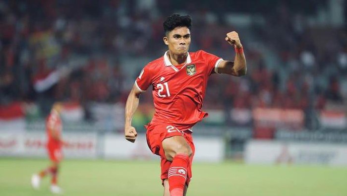 Stiker PSM Makassar Ramadhan Sananta saat membela Timnas Indonesia senior.