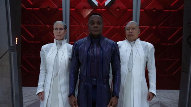 Chukwudi Iwuji as The High Evolutionary in Marvel Studios' Guardians of the Galaxy Vol. 3. Photo courtesy of Marvel Studios. © 2023 MARVEL.