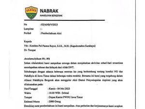 Beredar Undangan Aksi Damai di Kantor PWNU Jatim, Panglima NABRAK: Batal! Beredar Undangan Aksi Damai di Kantor PWNU Jatim, Panglima NABRAK: Batal!