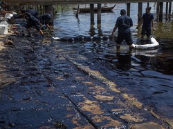 Limbah Minyak Berwarna Hitam dan Bau Cemari Pantai di Batam