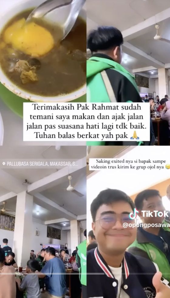 Pria Ini Traktir Ojol Pallubasa di Makassar, Reaksinya Manis Banget!