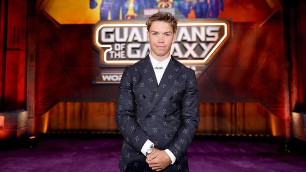 Will Poulter saat menghadiri World Premiere Guardians of the Galaxy Vol. 3 di Dolby Theatre, Hollywood, California.