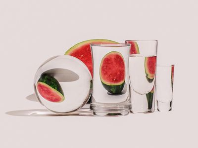 Distorsi Gelas Berisi Air Putih Ini Membuat Foto Buah dan Ikan Jadi Keren