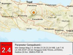 Gempa Darat M 2,4 Terjadi di Tegal