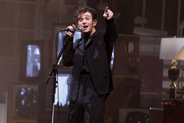 LONDON, ENGLAND - JANUARY 13: (EXCLUSIVE COVERAGE) Matty Healy of The 1975 performs at The O2 Arena on January 13, 2023 in London, England. (Photo by Burak Cingi/Redferns for ABA)