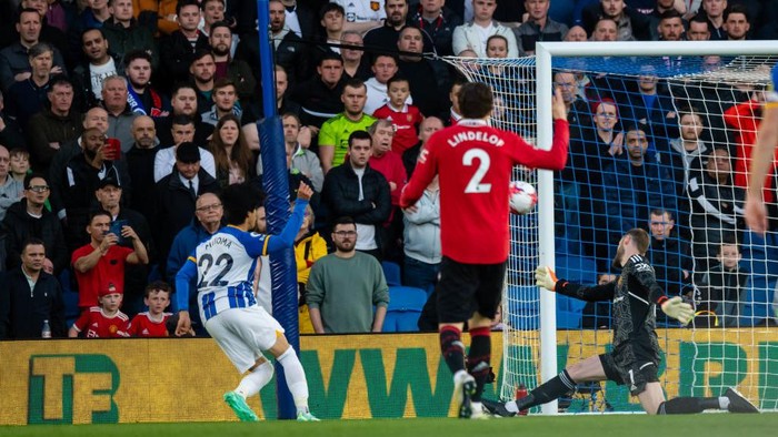 BRIGHTON, ENGLAND - MAY 04:    David De Gea of Manchester United in action during the Premier League match between Brighton & Hove Albion and Manchester United at American Express Community Stadium on May 4, 2023 in Brighton, United Kingdom. (Photo by Ash Donelon/Manchester United via Getty Images)