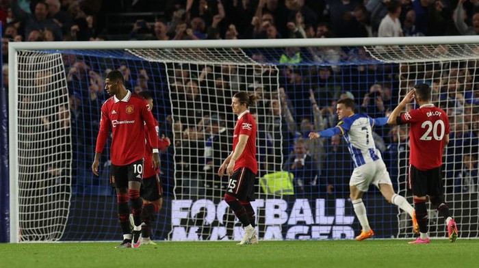 1487584490 BRIGHTON, ENGLAND - MAY 04: Marcus Rashford of Manchester United reacts to conceding a late penalty during the Premier League match between Brighton & Hove Albion and Manchester United at American Express Community Stadium on May 04, 2023 in Brighton, England. (Photo by Matthew Peters/Manchester United via Getty Images)