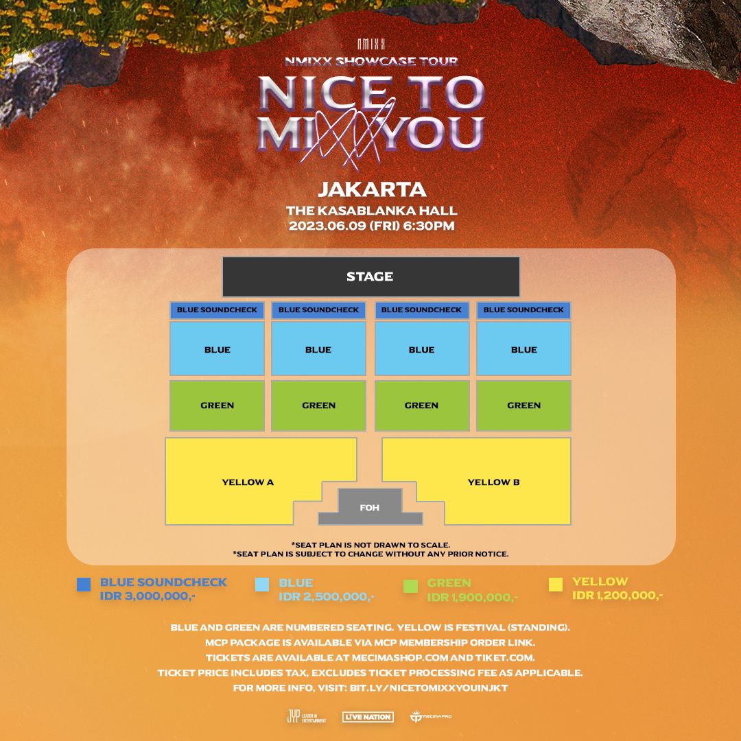 Harga tiket dan seating plan konser NMIXX di Jakarta 2023.