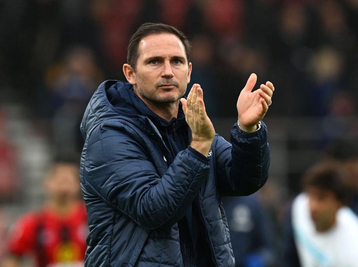 BOURNEMOUTH, ENGLAND - MAY 06: Frank Lampard, Caretaker Manager of Chelsea, applauds fans following their sides victory after the Premier League match between AFC Bournemouth and Chelsea FC at Vitality Stadium on May 06, 2023 in Bournemouth, England. (Photo by Darren Walsh/Chelsea FC via Getty Images)