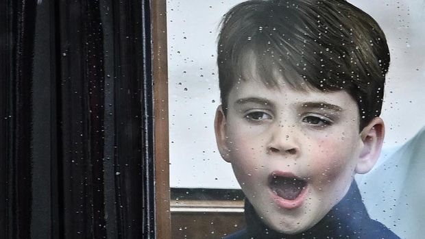 Britain's Prince Louis of Wales travels back to Buckingham Palace from Westminster Abbey in central London on May 6, 2023, after the coronations of Britain's King Charles III and Britain's Queen Camilla. - The set-piece coronation is the first in Britain in 70 years, and only the second in history to be televised. Charles will be the 40th reigning monarch to be crowned at the central London church since King William I in 1066. Outside the UK, he is also king of 14 other Commonwealth countries, including Australia, Canada and New Zealand. Camilla, his second wife, was crowned alongside him, and will now be known as Queen Camilla. (Photo by Oli SCARFF / AFP)