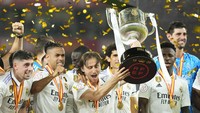 Rincian trofi Modric di Real Madrid adalah enam kali juarai Liga Champions, lima kali juarai Piala Super Spanyol, lima kali juarai Piala Super Eropa, lima kali juarai Piala Dunia Antarklub, empat kali juara LaLiga, dan dua kali juarai Copa Del Rey (AP)
