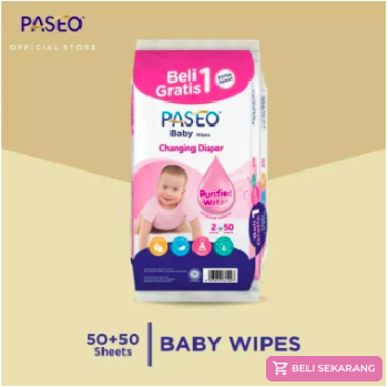 Paseo Baby Tissue Basah Jojoba 50 Sheets