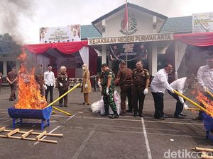 Kobaran Api Hancurkan Barang Bukti Kejahatan Narkoba di Purwakarta Kobaran Api Hancurkan Barang Bukti Kejahatan Narkoba di Purwakarta