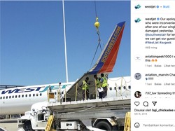 Momen Langka Sayap Pesawat Rusak dan Pinjam ke Maskapai Lain!