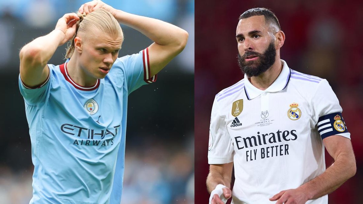 Erling Haaland dan Karim Benzema adu tajam tengah pekan ini. (Foto: Getty Images)
