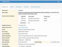 Rehab Atap Gedung Korpri Tuban yang Ambruk Habiskan Lebih Setengah Miliar