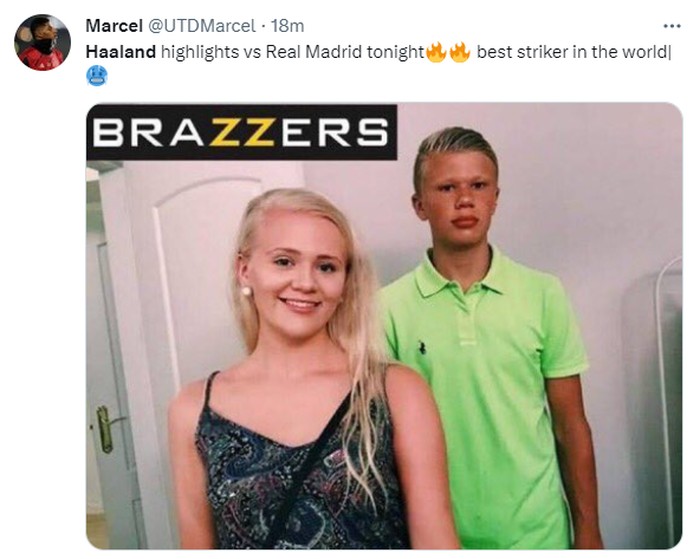 Meme Erling Haaland tak berkutik di laga Real Madrid vs Manchester City pada leg pertama semifinal Liga Champions di Santiago Bernabeu.