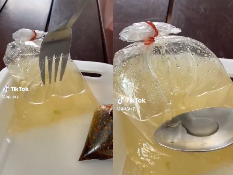 Bagikan Cara Menikmati Kuah Sup Dari Plastik, Tiktoker Ini Dianggap Jenius!