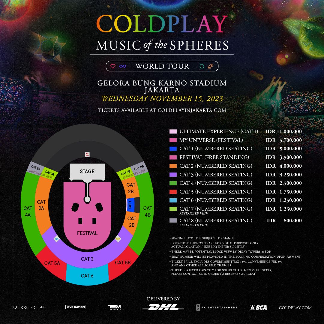 Coldplay Daftar harga tiket Coldplay di Jakarta resmi dirilis.