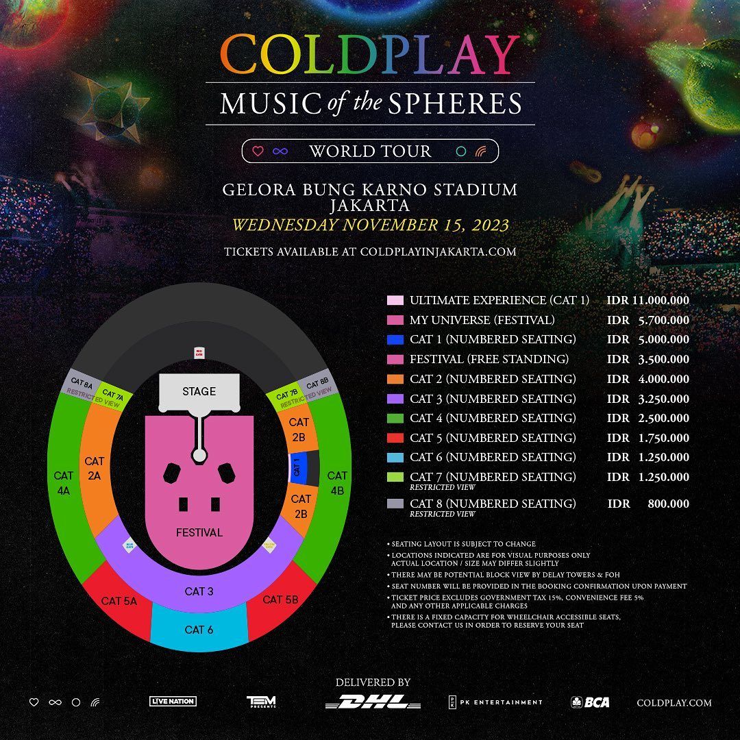Harga dan Cara Beli Tiket Konser Coldplay Jakarta 2023