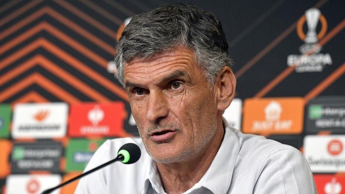 TURIN, ITALY - MAY 10: Hose Luis Mendilibar during the Sevilla FC Press Conference ahead of their UEFA Europa League semi-final first leg match against Juventus at Allianz Stadium on May 10, 2023 in Turin, Italy. (Photo by Filippo Alfero - Juventus FC/Juventus FC via Getty Images)