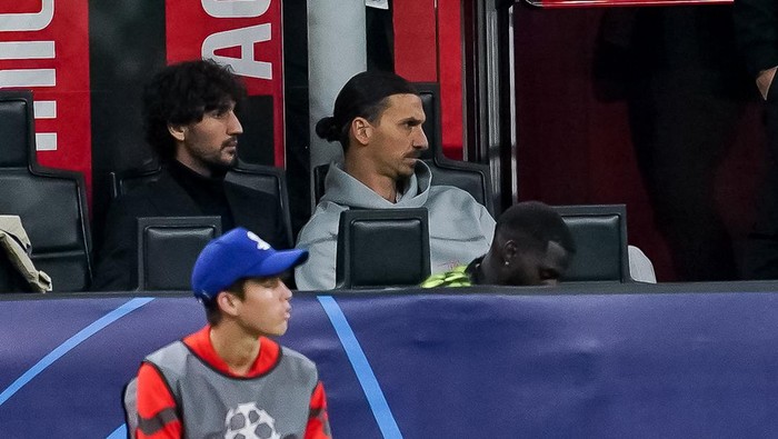 Zlatan Ibrahimovic of AC Milan looks on during the UEFA Champions League semi-final first leg match between AC Milan and FC Internazionale at Stadio Giuseppe Meazza, on 10 May, 2023 in Milan, Italy. (Photo by Giuseppe Maffia/NurPhoto via Getty Images)