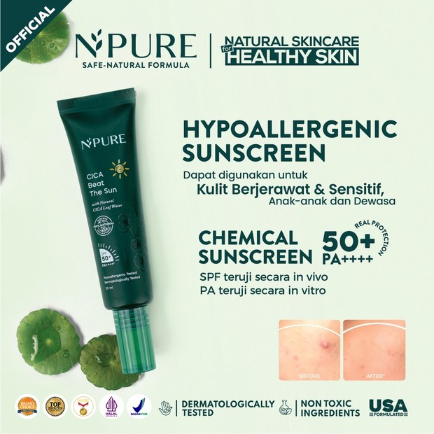 N'PURE Sunscreen Cica Beat The Sun / Foto: shopee.co.id N'PURE Sunscreen Cica Beat The Sun